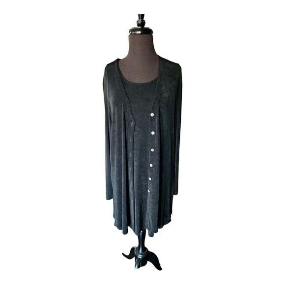 Rabbit Rabbit Rabbit Black Slinky Slip On Dress And Cardigan Set Size 2 - Picture 1 of 6